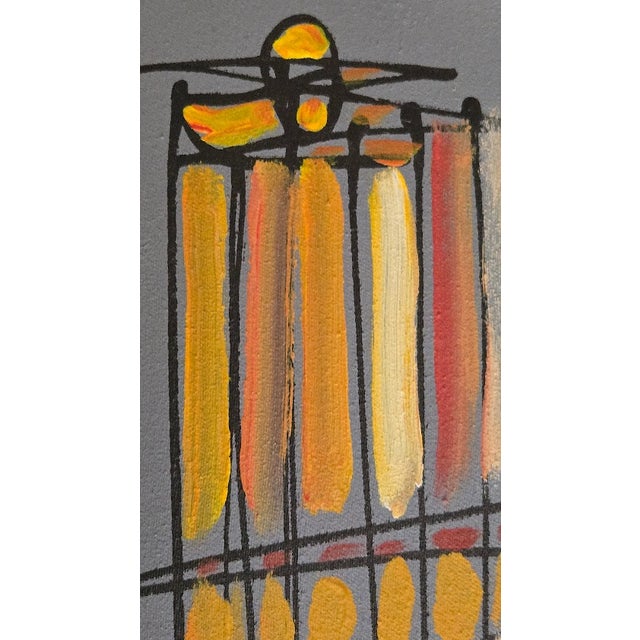 1990s Acrylic Painting With India Ink on Stretched Canvas by Brazilian Artist Fernando Duarte Modern Art For Sale In New York - Image 6 of 11