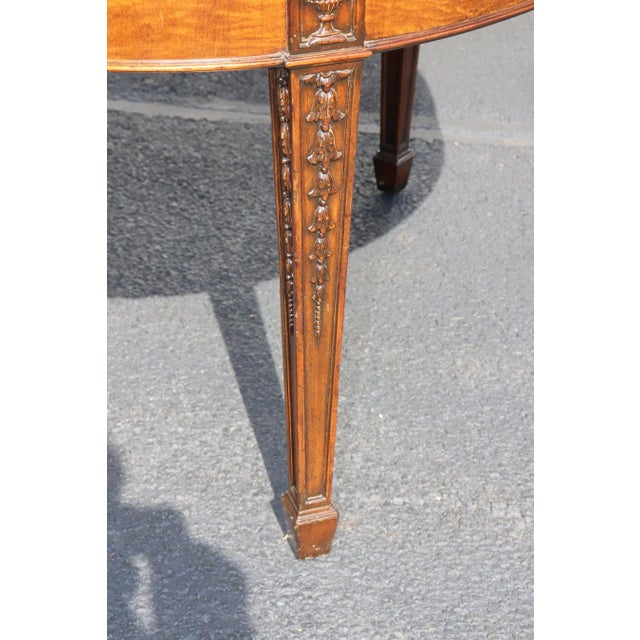 Wood Adams Style Carved Mahogany Dining Table With Three Leaves For Sale - Image 7 of 12