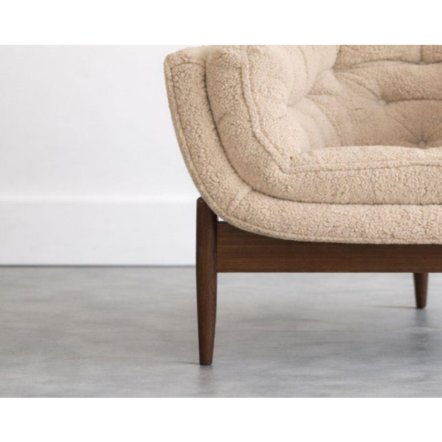 Mid 20th Century Set of MCM Sculptural Walnut Tripod Lounge Chairs in Bouclé, C. 1950s For Sale - Image 5 of 8