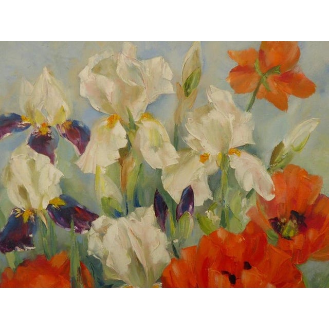 Elizabeth Davies, Still Life with Flowers, 1980, Oil on Canvas For Sale - Image 7 of 17
