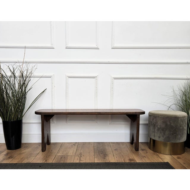 Wood Antique Italian Minimal Rustic Wooden Bench, 1890s For Sale - Image 7 of 9