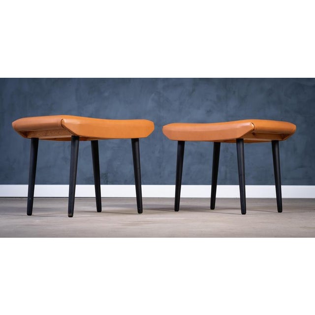 Stools in Cognac Leather from Ølholm Møbelfabrik, 1960s, Set of 2 For Sale - Image 4 of 8