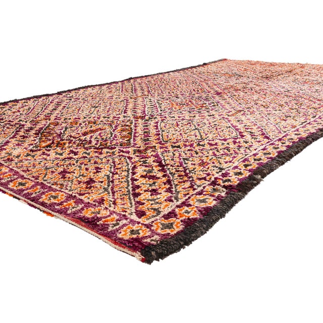 21886 Vintage Beni M'Guild Moroccan Rug, 06'08 x 14'01. The House of Diamonds: A Zayane Beni M'Guild Moroccan Masterpiece...