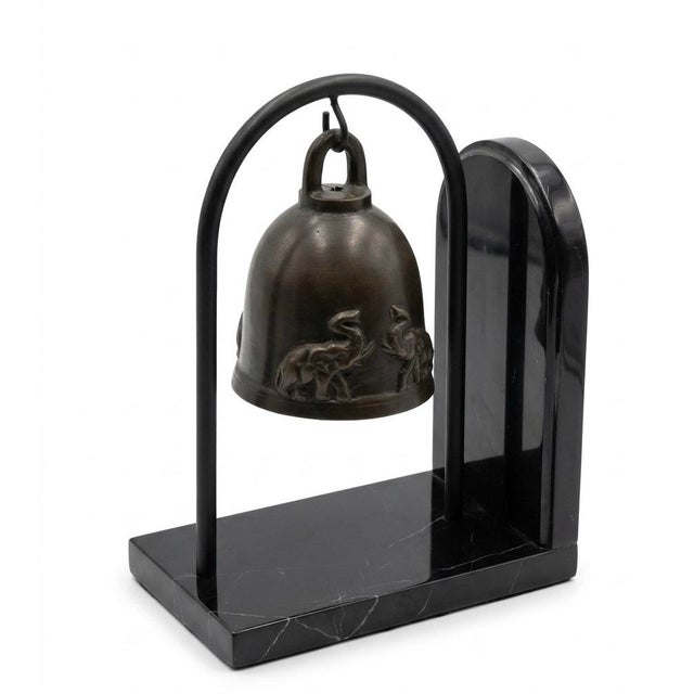Asian Vintage Bronze Elephant Bells Bookends For Sale - Image 3 of 3