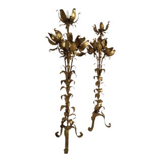 Vintage Brass Finished Floor Lamps - a Pair For Sale