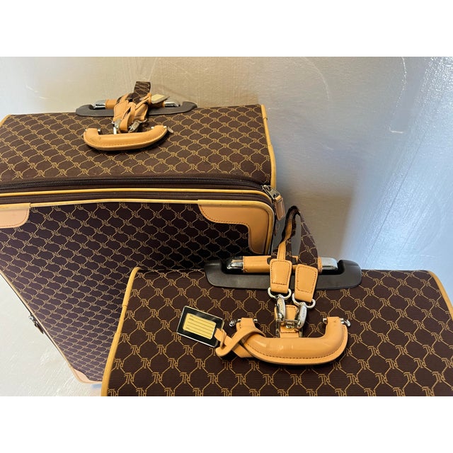 Textile Vintage Ralph Lauren “Lauren” Monograph Suitcase - a Pair For Sale - Image 7 of 12