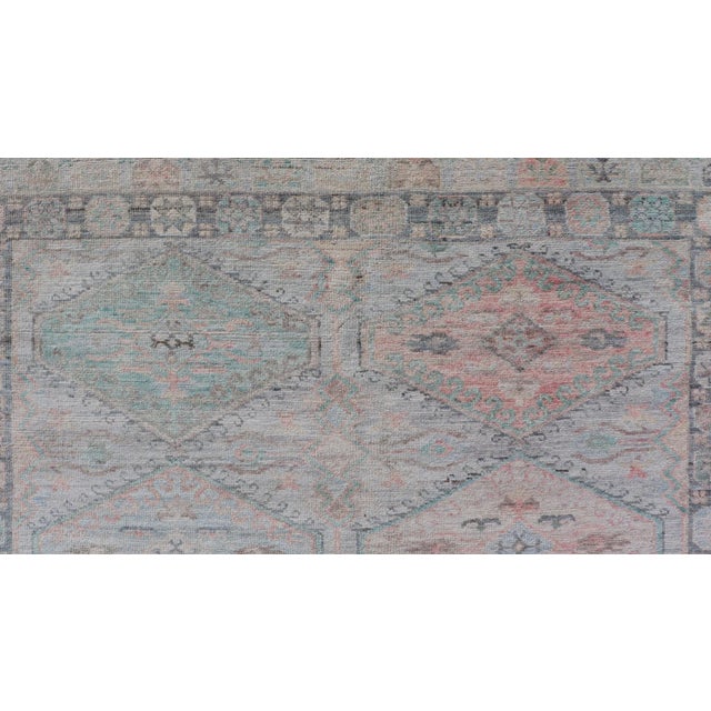 Sky Blue Keivan Woven Arts Geometric Oushak 4'11 X 6'3 For Sale - Image 8 of 11