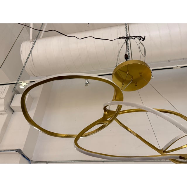 Contemporary Michael Oren Designs Orbit Burnished Brass Chandelier For Sale - Image 3 of 13