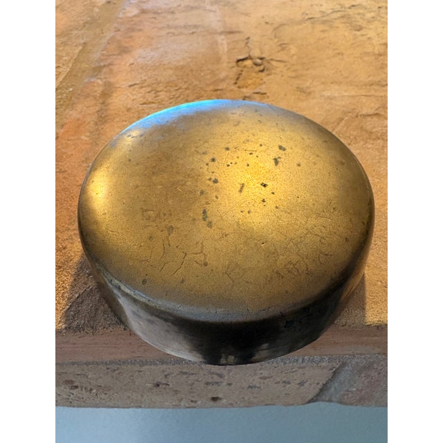 Vintage Set of 2 Large Yellow Gold Paw Footed Garden Urn Jars Brass Caps For Sale - Image 13 of 18