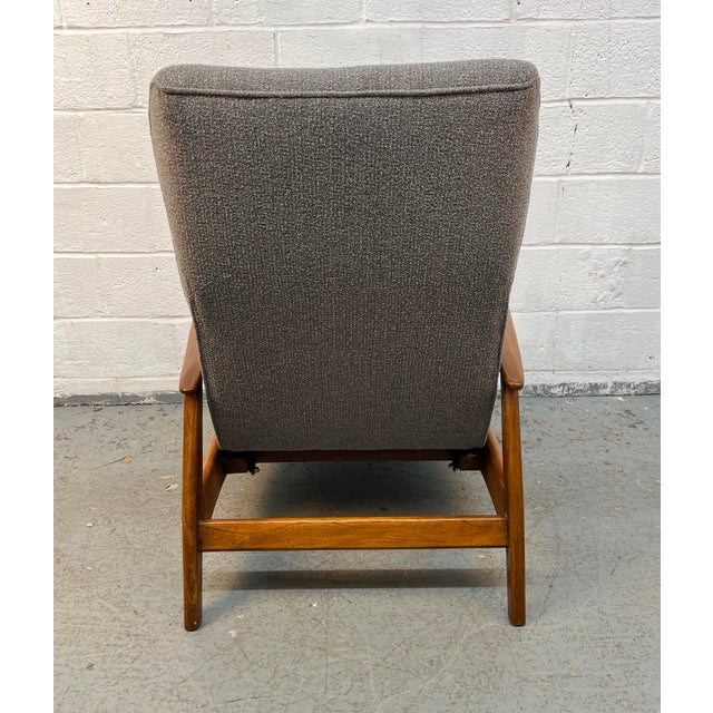 Wood Mid-Century Scandinavian Style Walnut Reclining Lounge Chair For Sale - Image 7 of 12