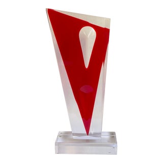 Shlomi Haziza Red & Transparent Postmodern Lucite Sculpture 1996 For Sale
