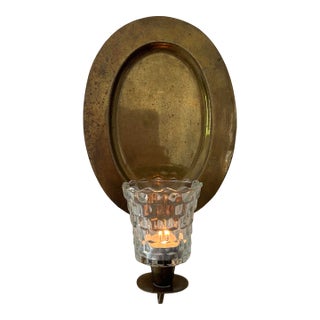 Mid Century Brass Candle Sconce With Glass Votive Holder For Sale