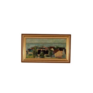 K. Berndström, Coastal Village, 1950s, Oil on Canvas, Framed For Sale