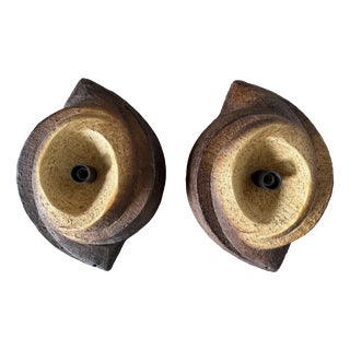 Vintage Brutalist Stoneware Wall Sconces, 1960s, Set of 2 For Sale