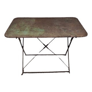 Early 20th Century Iron Folding Bistro Garden Table For Sale
