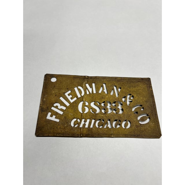 Shabby Chic Vintage Brass Chicago Business Stencil For Sale - Image 3 of 3