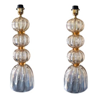 Contemporary Modern Murano Opalescent Bubble Lamps - a Pair For Sale