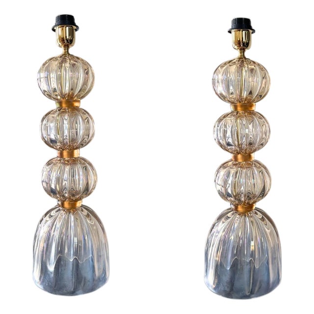 Contemporary Modern Murano Opalescent Bubble Lamps - a Pair For Sale