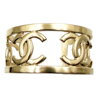 Chanel Gold CC Frame Cuff For Sale
