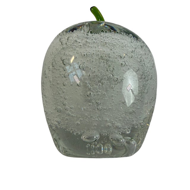 Glass 1970's Vintage Murano Glass Style Apple Paperweight For Sale - Image 7 of 11
