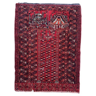 Antique Distressed Tribal Turkmen Rug, 1890s For Sale
