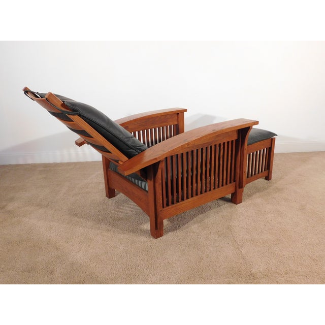Kimball Antique Style Mission Prairie Arts & Crafts Oak Morris Chair & Ottoman For Sale - Image 12 of 18