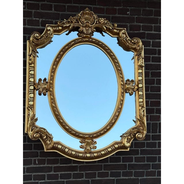 Wood 1970 French Louis XVI Gold Beech Wall Mirror 1pc For Sale - Image 7 of 13
