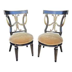 Regency Style Giltwood & Mohair Chairs by Randy Esada Designs for Prospr - a Pair
