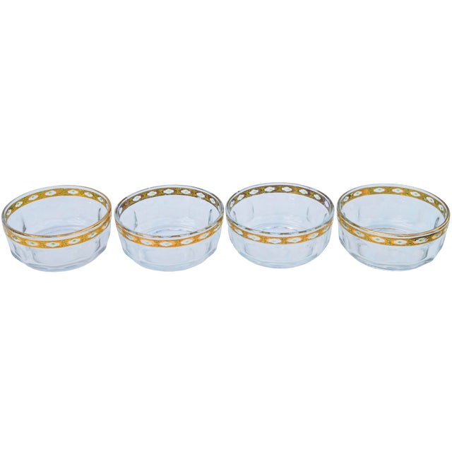 Mid 20th Century French Golden Diamond-Patterned Glass Bowls- Set of 4 For Sale - Image 4 of 5