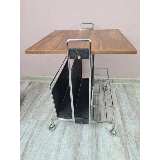 1970s Mobile Side Table with Magazine Rack, Germany, 1970s For Sale - Image 5 of 12