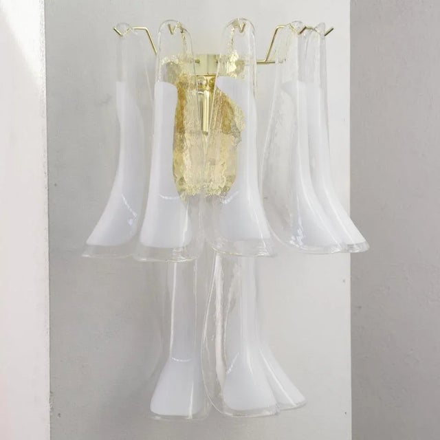 Large Petal Wall Light in Murano Glass with White Decoration, Italy, 1990s For Sale - Image 10 of 11