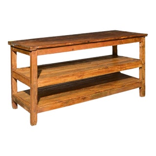 19th Century British Pine Large Potting Table / Island For Sale