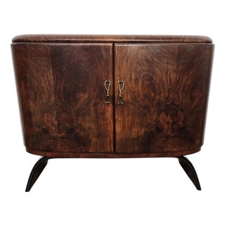 Mid-Century Italian Art Deco Style Walnut Burl and Mirror Mosaic Dry Bar Cabinet by Paolo Buffa, 1940s For Sale