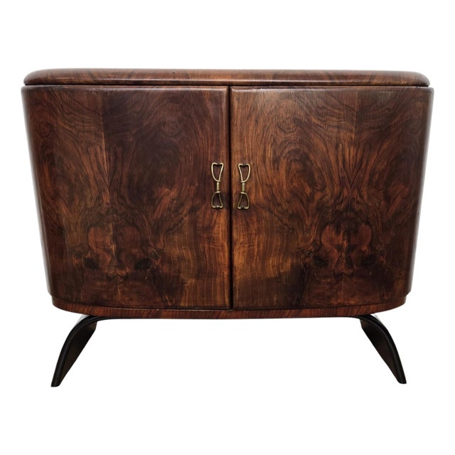 Mid-Century Italian Art Deco Style Walnut Burl and Mirror Mosaic Dry Bar Cabinet by Paolo Buffa, 1940s For Sale