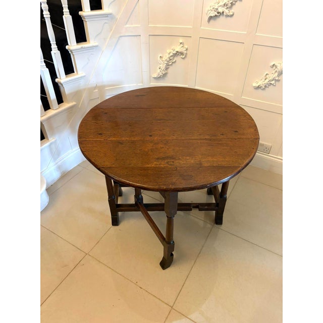 Antique Oak Gateleg Drop Leaf Dining Table, 1680s For Sale - Image 4 of 17