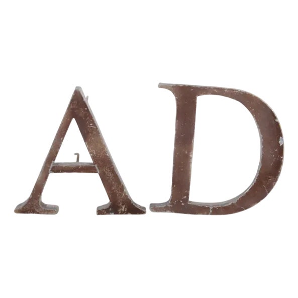 Vintage Metal Letter Sign A, Former Czechoslovakia, 1940s, Set of 2 For Sale