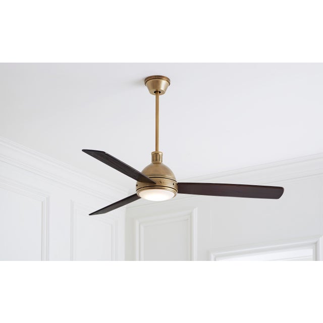 Brass Thomas O'Brien by Visual Comfort Fan Hicks 60" LED Ceiling Fan in Hand Rubbed Antique Brass For Sale - Image 8 of 9