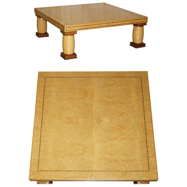We are delighted to offer for sale this sublime designer Andrew Varah Burr Walnut, Satinwood & Oak oversized coffee table...