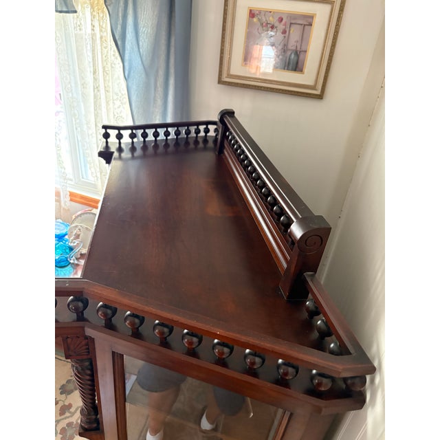 19th Century American Renaissance Revival Carved Oak Display Cabinet & Bookcase For Sale - Image 4 of 6