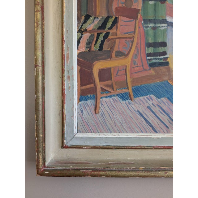 1941 Mid Century Modern 'The Family Sitting Room' Vintage Swedish Interior Oil Painting, Framed For Sale - Image 6 of 11