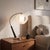 Nova Boomerang Table Lamp, Modern Black Oak/Satin Nickel Steel, Sphere White Shade For Sale - Image 4 of 7