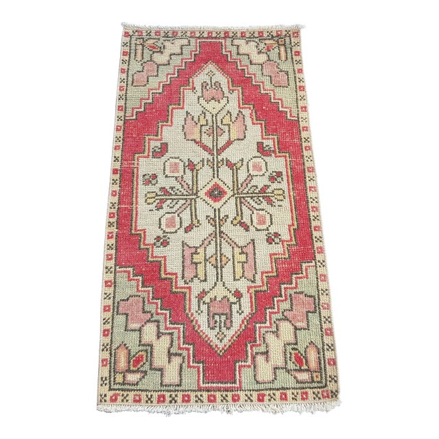 Oushak Vintage Geometric Rug For Sale