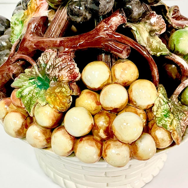 1950s Vintage Majolica Italian Hollywood Regency Grape Clusters Topiary. For Sale - Image 12 of 18