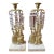 Antique Girandole Set Ornate Brass and Marble Candelabra With Crystal Prisms For Sale