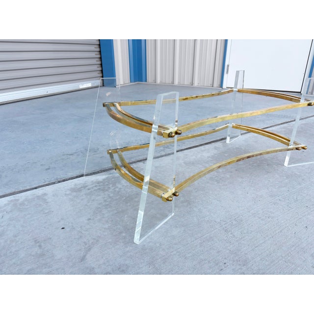 1970s Mid Century Lucite and Glass Coffee Table Styled After Charles Hollis Jones For Sale - Image 11 of 13