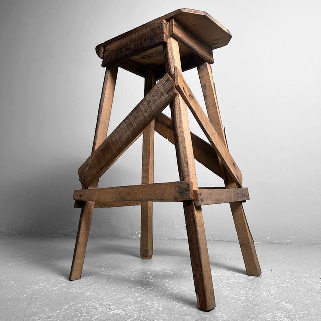 Early Shōwa Era Mingei Folk Art Wooden Stool, Japan, 1930s For Sale - Image 9 of 13