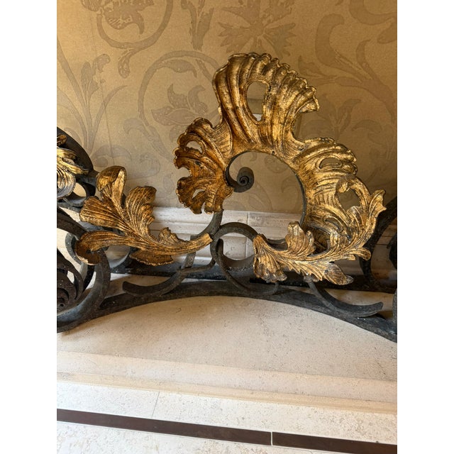 Gilt Iron & Stone Top Console –Rose Tarlow– Hand‑Forged Scrollwork & Classical Elegance For Sale - Image 10 of 18