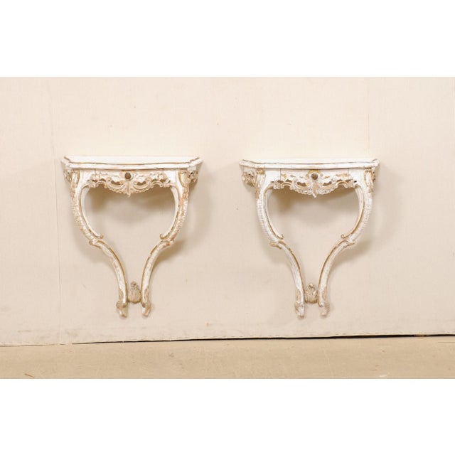 Mid 20th Century Italian Wall Mounted Consoles - A Pair For Sale - Image 5 of 13