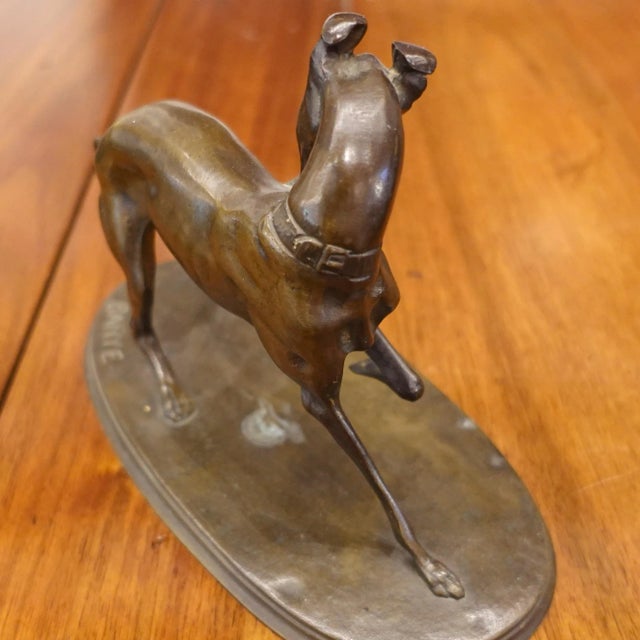 Bronze Sculpture of a Whippet Dog After Antoine-Louis Barye For Sale - Image 4 of 7
