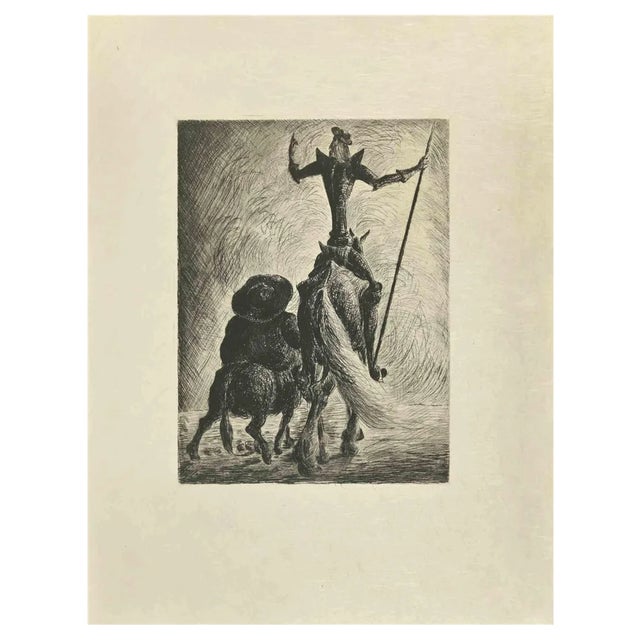Wladyslaw Jahl, Don Quixote and Sancho, Etching, 1951 For Sale